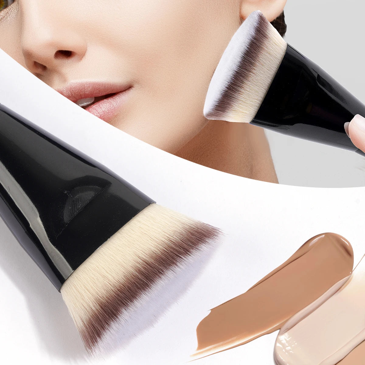 MAANGE 2PCS Flawless Makeup Brush Flat/Angle Foundation Contour Brush