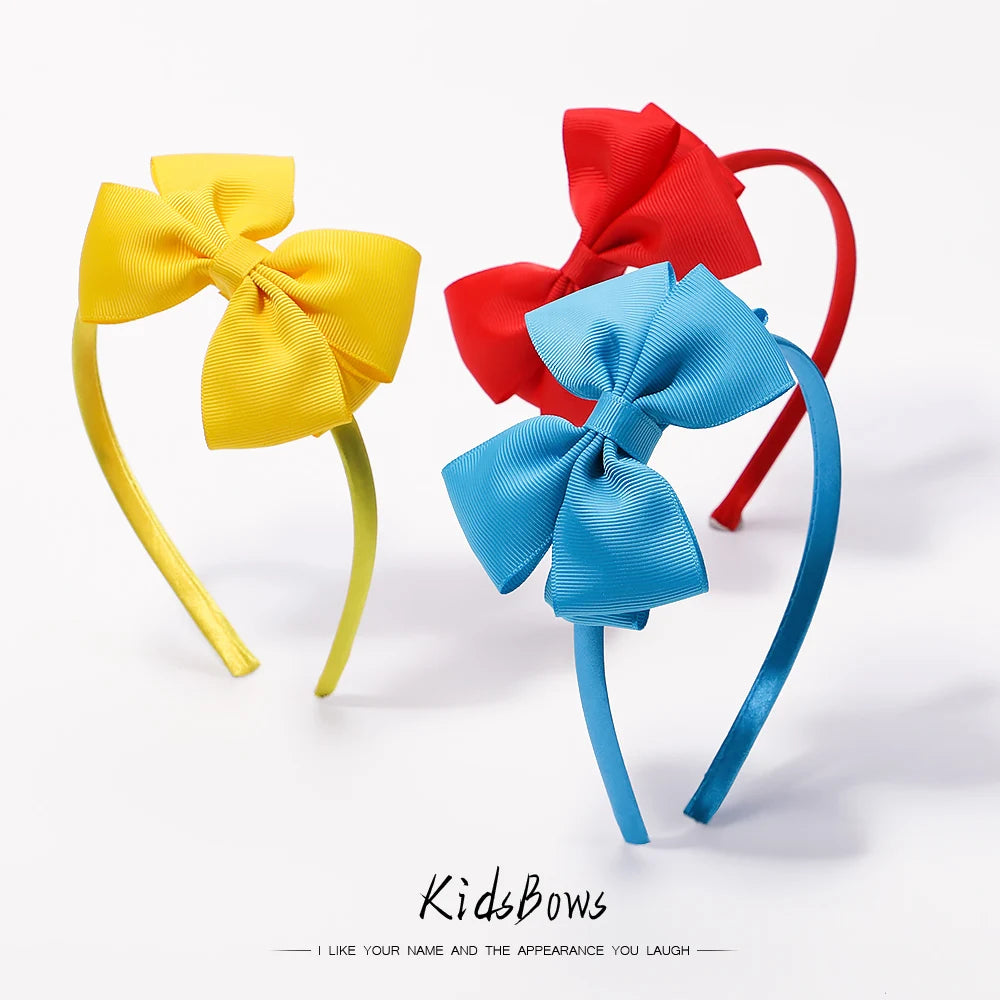 20Colors Colourful Ribbon 1pcs Headband Girls Child Headwears Wide Big