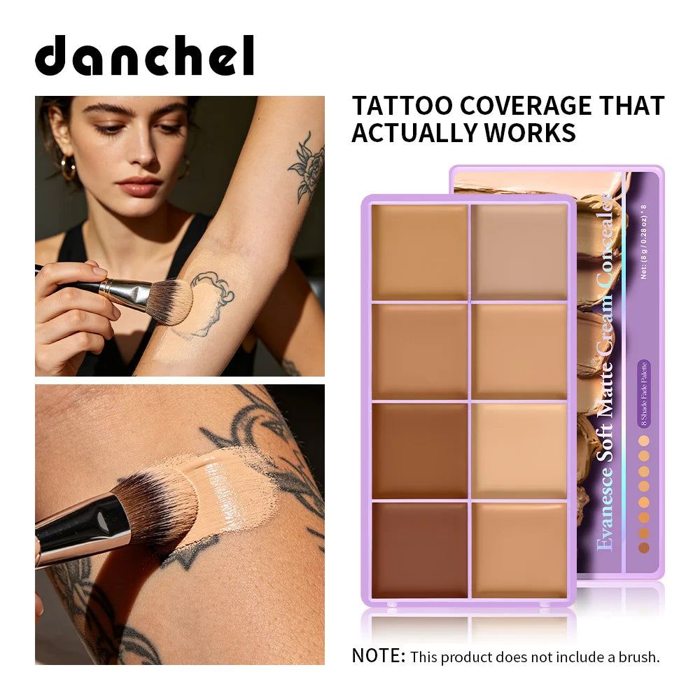 8 Shade Soft Matte Cream Concealer Palette Full Coverage Fade Dark