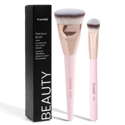 MAANGE 2PCS Flawless Makeup Brush Flat/Angle Foundation Contour Brush