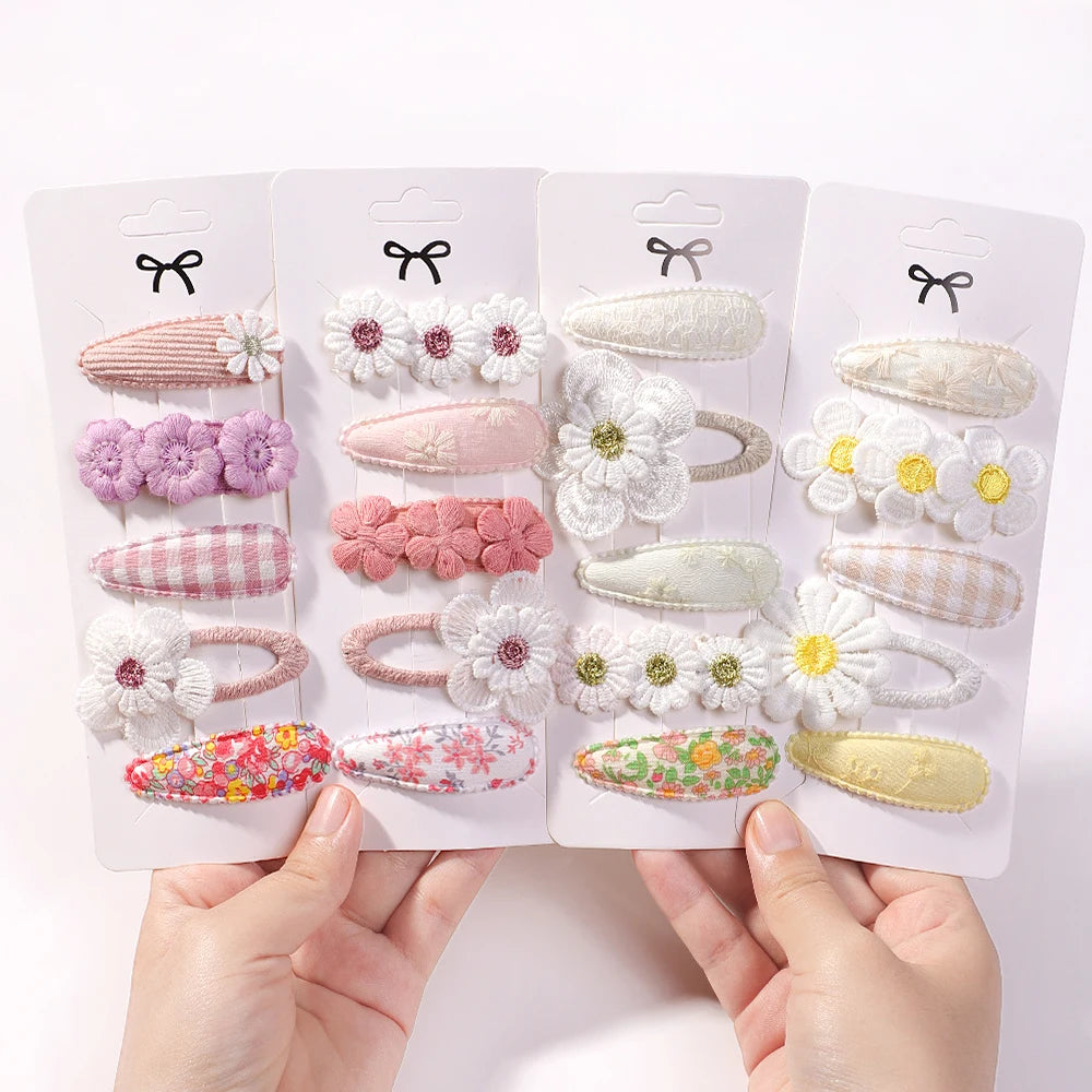 5Pcs BB Clips Set for Children Hair Accessories Sweet Printe Hairbangs