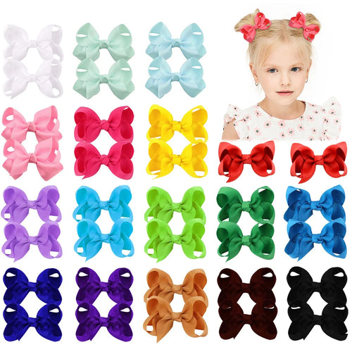 20/30/40Pcs 3" Handmade Hair Bows for Girls Clips Grosgrain Ribbon