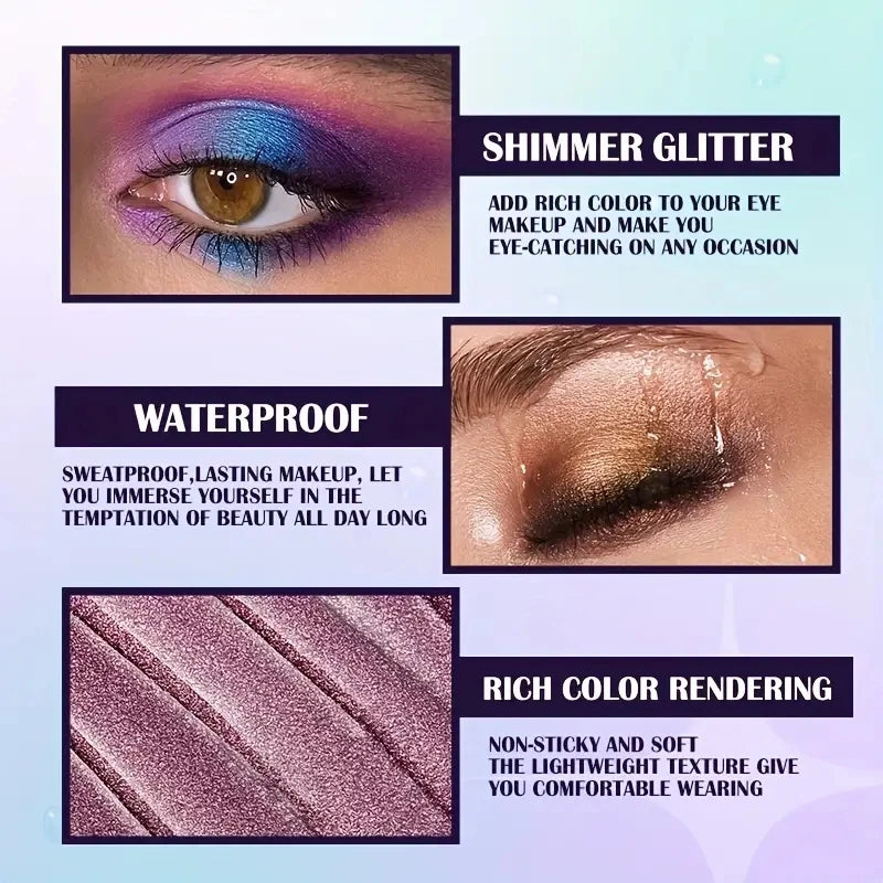 13-Shade Waterproof Liquid Eyeshadow Palette - High Shine