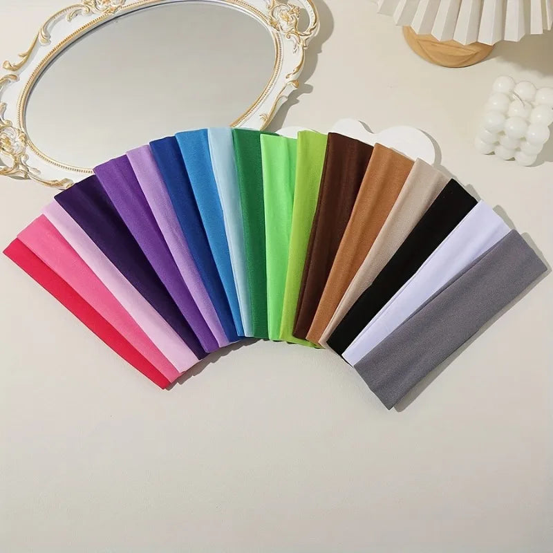 Elastic Hair Band Fashion Headbands Solid Color Knitted Sports Running