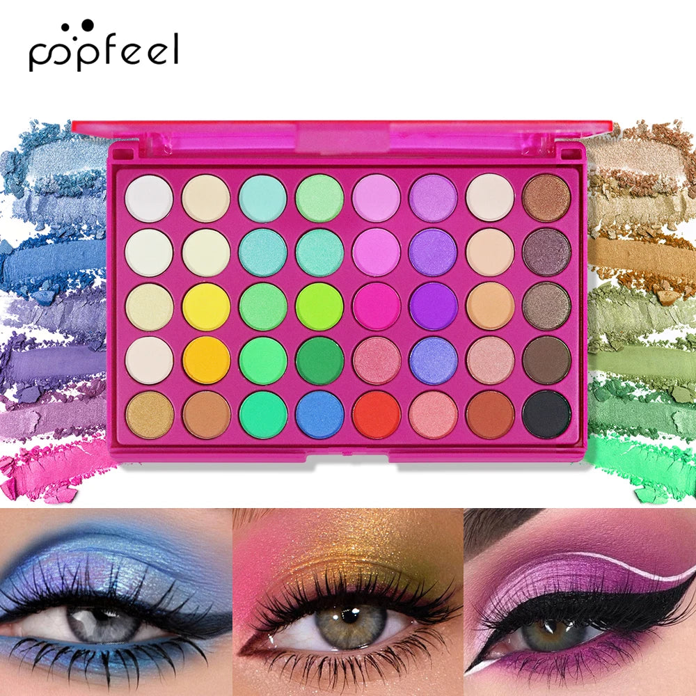 POPFEEL 40 Color Earth Tones &Rainbow Shades Eyeshadow Palette