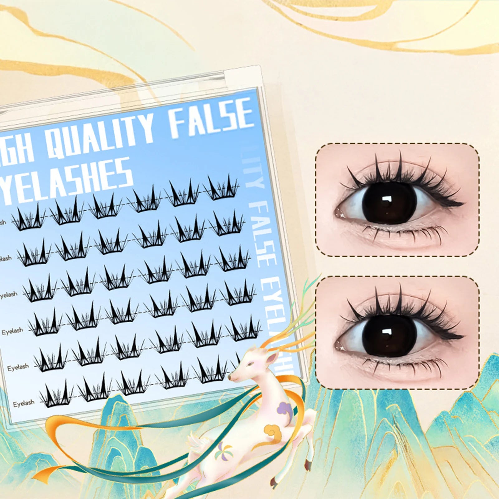 7-13mm Press on Lash Clusters Comic Eyelash Clusters No Glue Natural