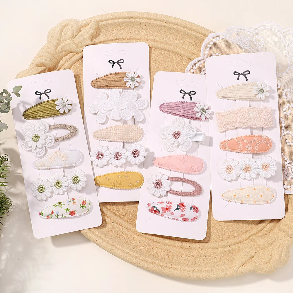 5Pcs/Set Mini Baby Girl Hair Clip Cute Floral Bow Bunny Princess