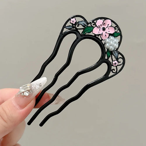Metal U-Shaped Hair Sticks Combs Pearl Tassel Hair Fork Hair Clip