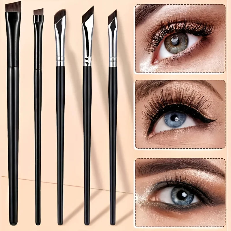 5pcs eyeliner brush set, with tilted fine blade, suitable for precise
