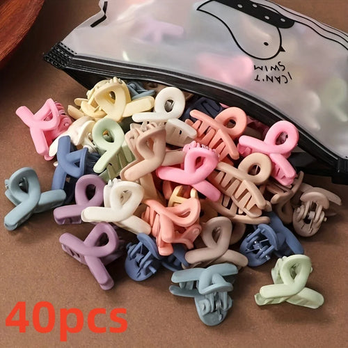 20 Pcs/bag Solid Color Matte Hollow Hair Claw Clip Candy Color Catch
