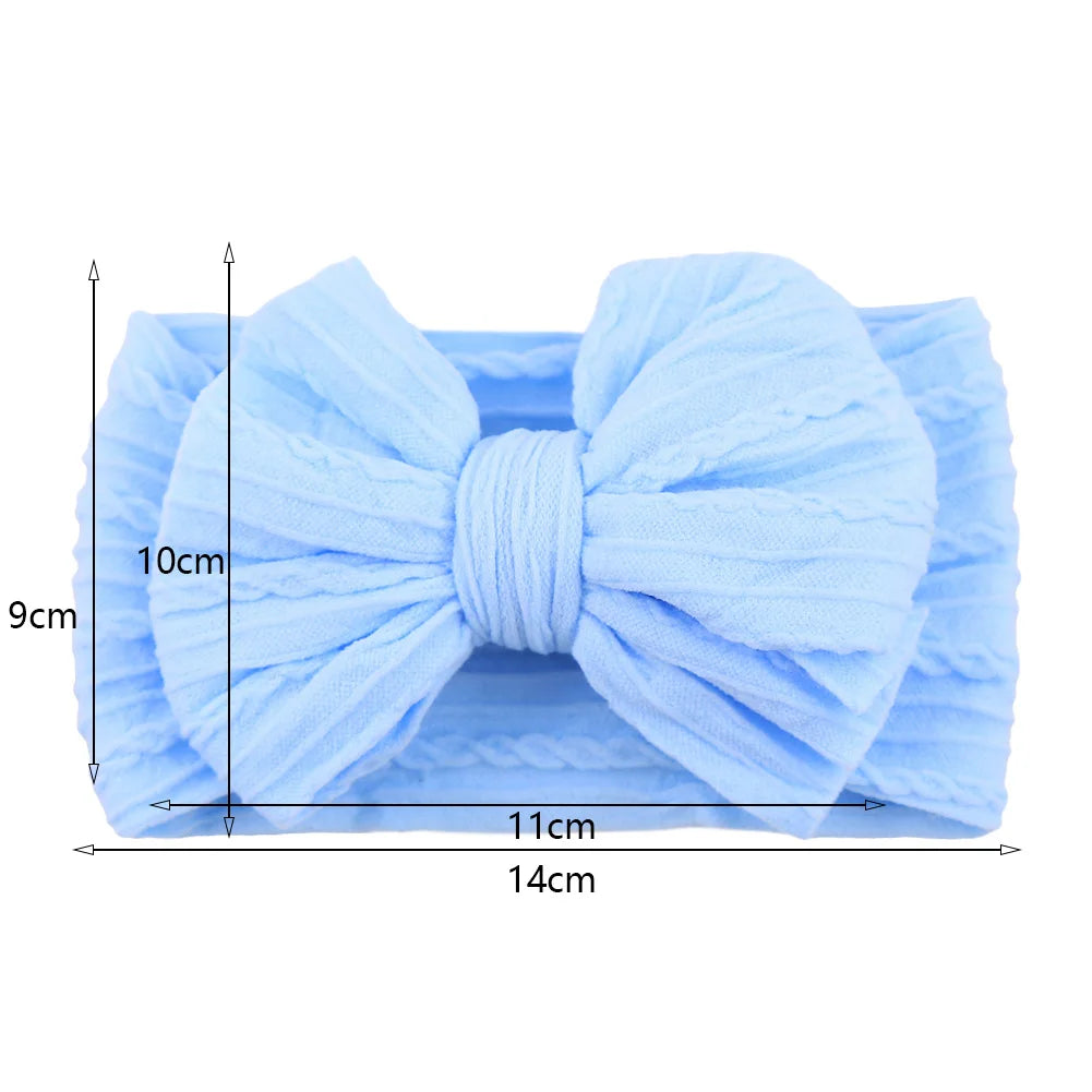 Solid Cable Bows Baby Headbands for Child Nylon Layers Kids Elastic