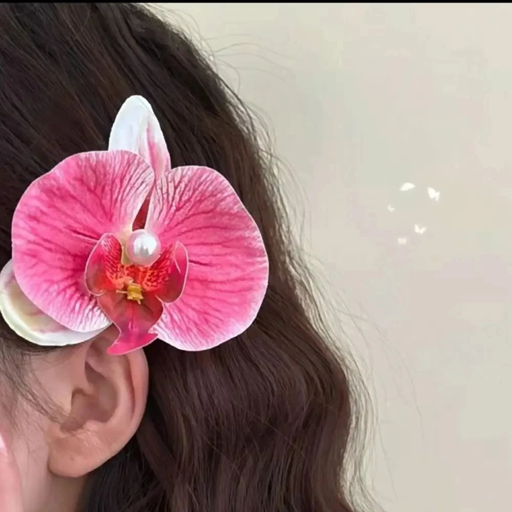 Artificial Orchid Flower Butterfly Hair Clips for Woman Girls