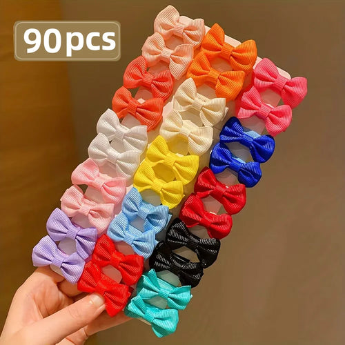 30/90Pcs Cute Dopamine Color Fabric Hairpins for Little Girls Cute Bow