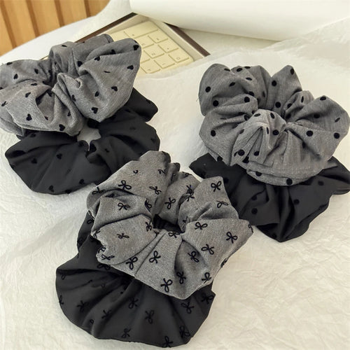 Premium Heart Polka Dot Bow Hair Ties for Women Korean Style Soft