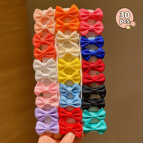 30/90Pcs Cute Dopamine Color Fabric Hairpins for Little Girls Cute Bow