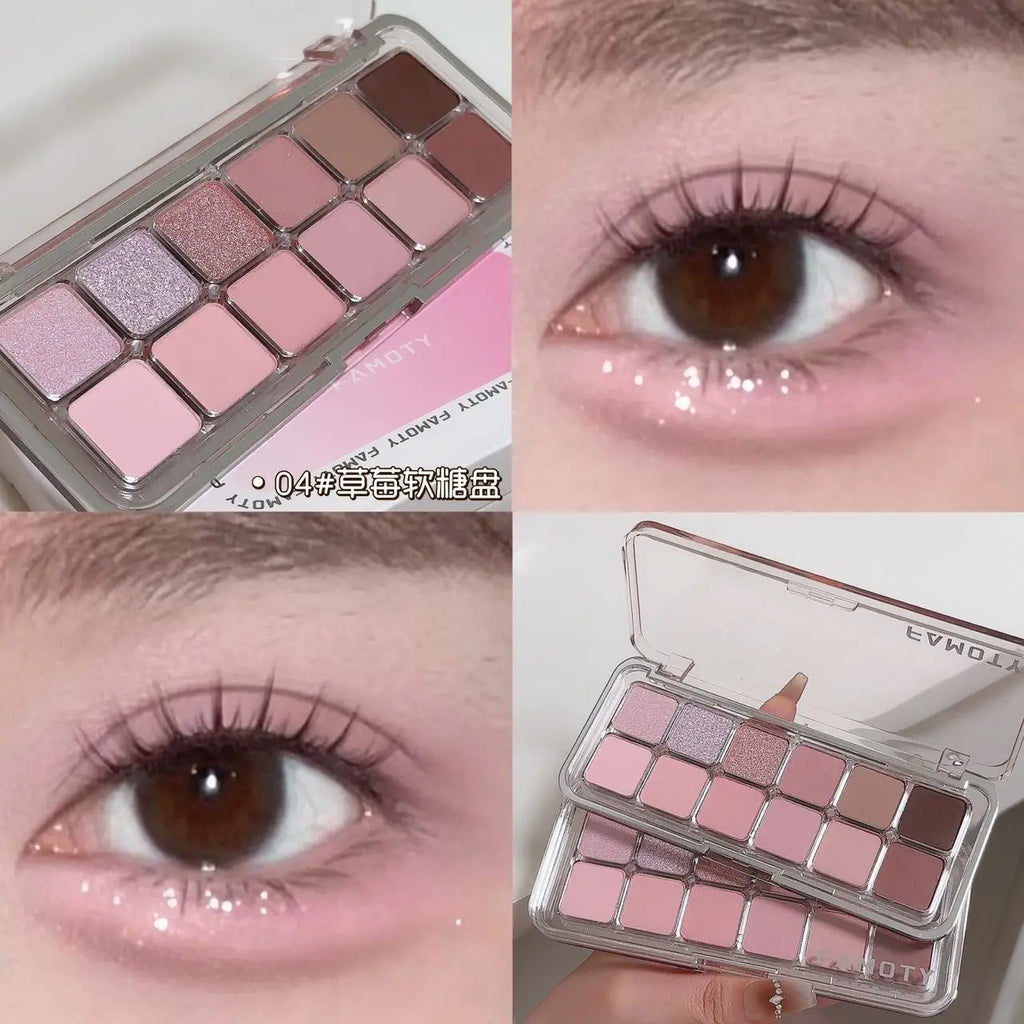 12-Color Low Saturation Matte Eyeshadow Palette Tea Apricot Earth