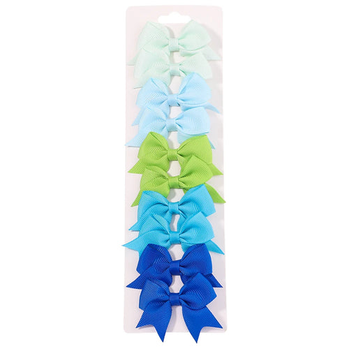 10Pcs/Set New Cute Solid Ribbon Bowknot Hair Clips for Baby Girls