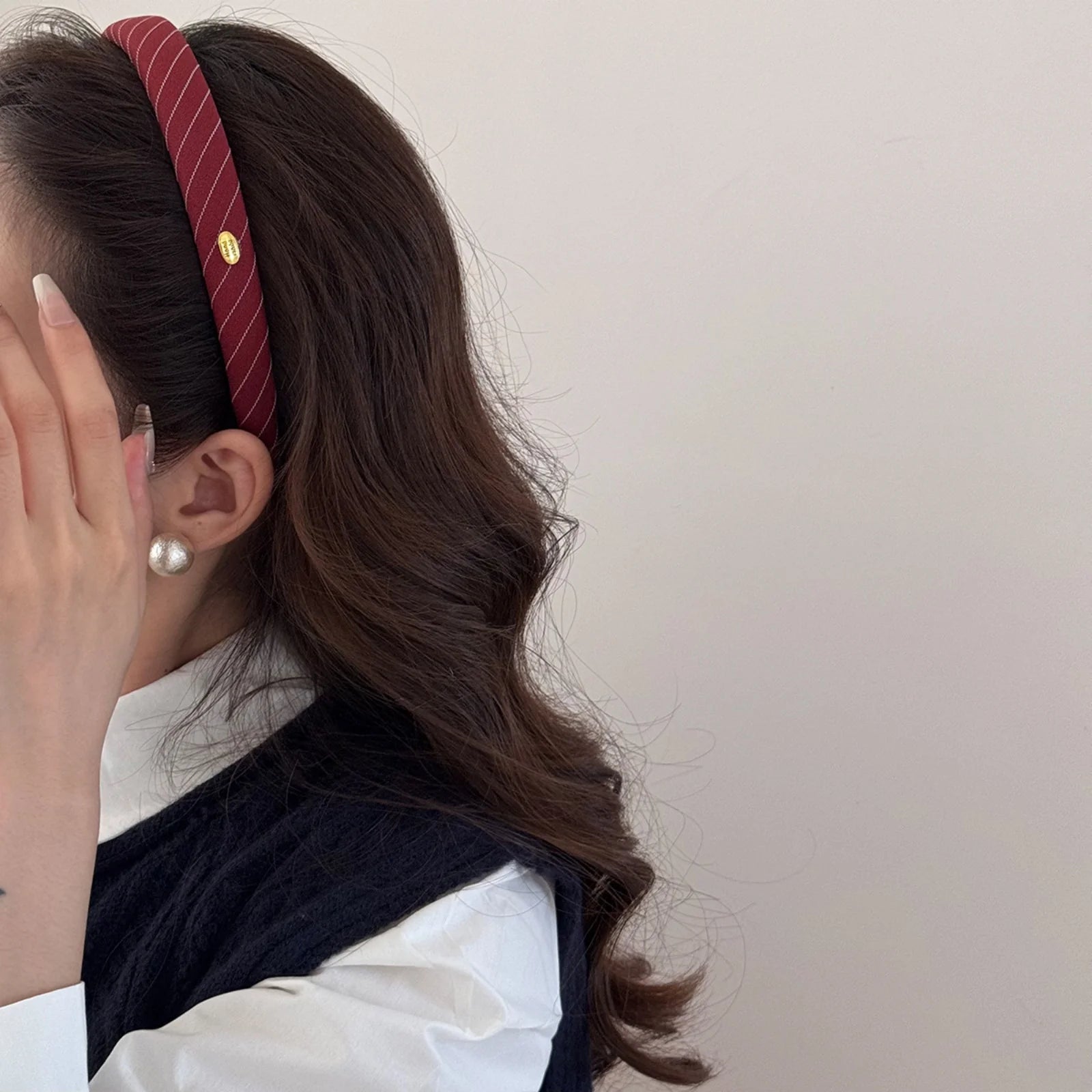 1PC Preppy Striped Headbands with Gold Accents, 5-Pack School - Style