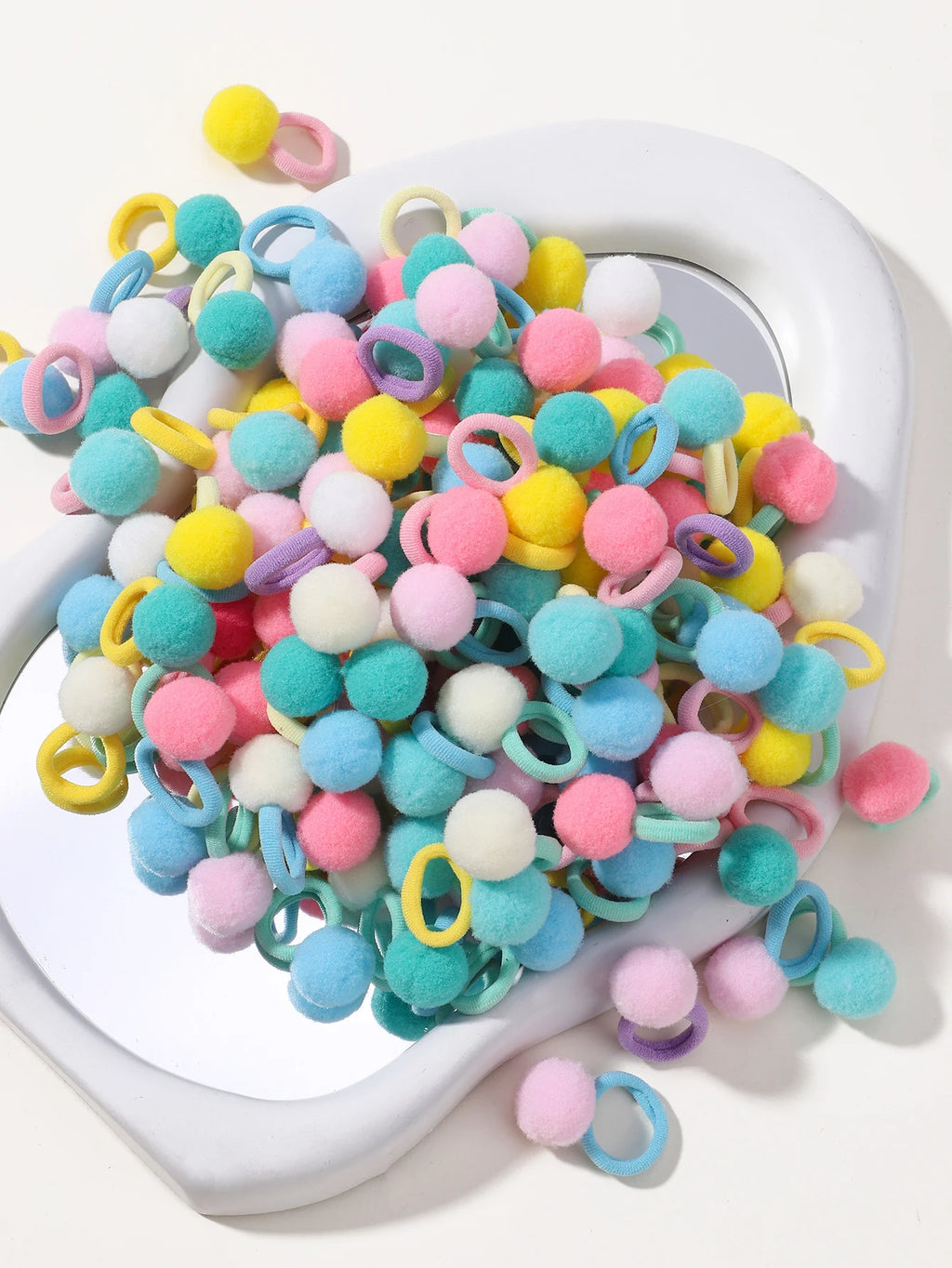 40Pcs Kids cute Elastic Hair Bands Girls Plush Ball Rubber Band Baby