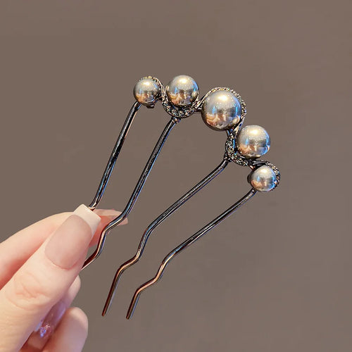 Metal U-Shaped Hair Sticks Combs Pearl Tassel Hair Fork Hair Clip