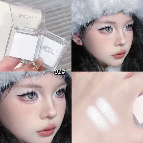 Matte Highlighter Powder Eyeshadow Palette White Long Lasting Natural