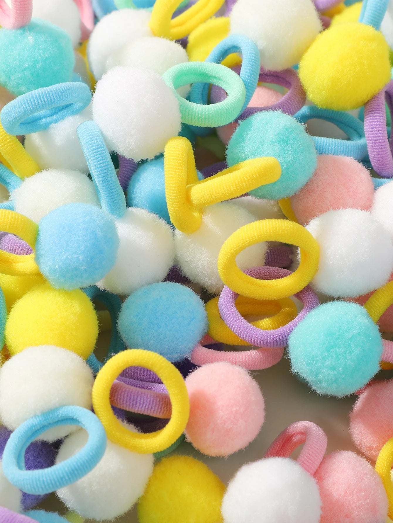 40Pcs Kids cute Elastic Hair Bands Girls Plush Ball Rubber Band Baby