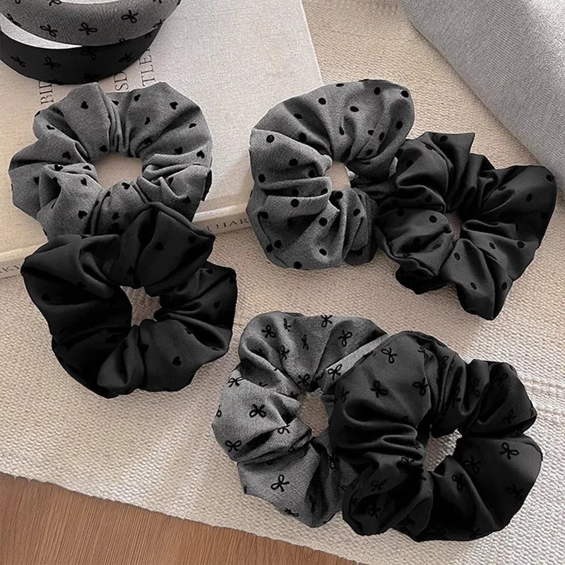 Premium Heart Polka Dot Bow Hair Ties for Women Korean Style Soft