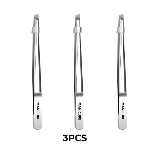 Stainless Steel Slant Tip Tweezers Suitable for Eyebrow Mustache &