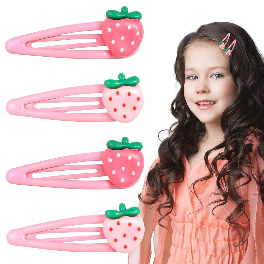 4 PCS Pink Strawberry Hair Clips, Pink Decorative Cute Clips,  Y2k