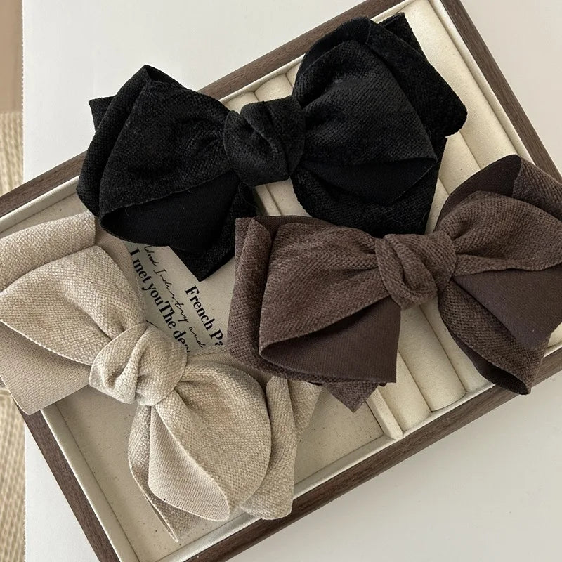 Vintage Fabric Bow Hair Clip Large Alligator Clip with Layered Ribbon,