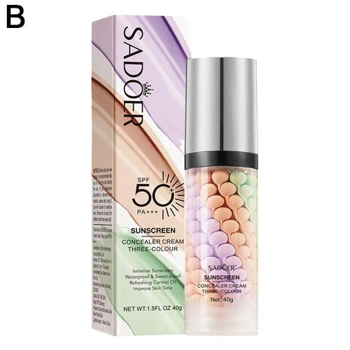 Face Makeup Primer Tri-color Cream Contour Color Isolation Waterproof