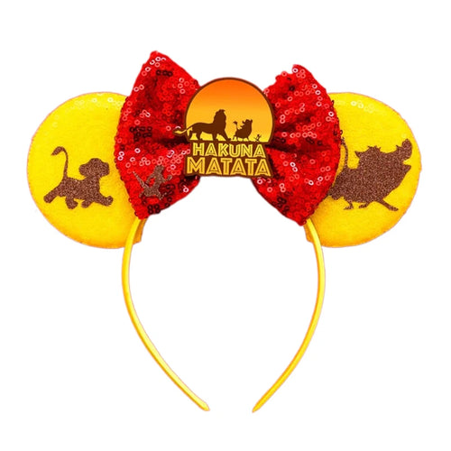 2023 New Style Mickey Minnie Ear Headband Sequin Bows Girl Adult Kids
