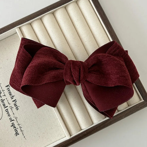 Vintage Fabric Bow Hair Clip Large Alligator Clip with Layered Ribbon,