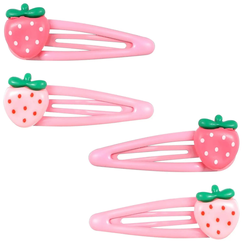 4 PCS Pink Strawberry Hair Clips, Pink Decorative Cute Clips,  Y2k