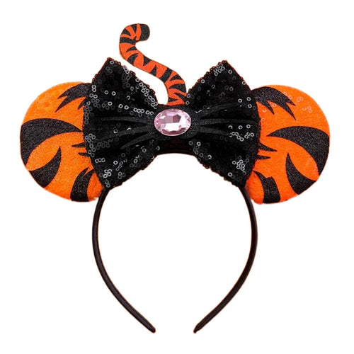 2023 New Style Mickey Minnie Ear Headband Sequin Bows Girl Adult Kids