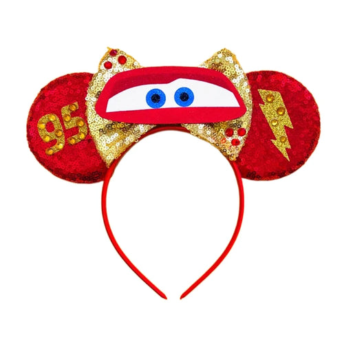 2023 New Style Mickey Minnie Ear Headband Sequin Bows Girl Adult Kids