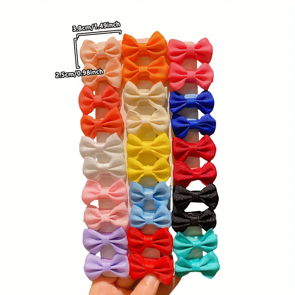 30/90Pcs Cute Dopamine Color Fabric Hairpins for Little Girls Cute Bow