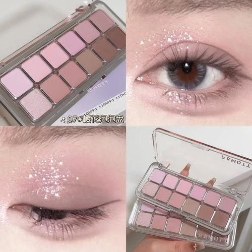 12-Color Low Saturation Matte Eyeshadow Palette Tea Apricot Earth