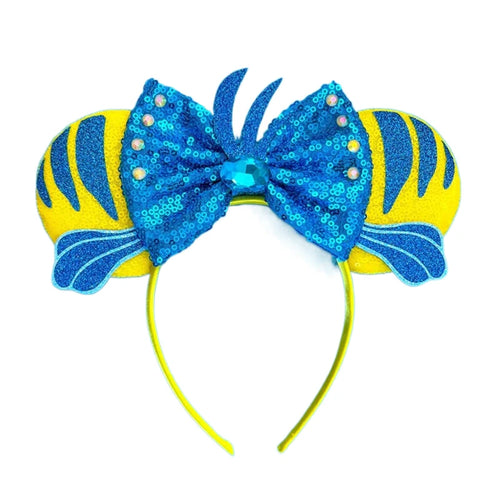2023 New Style Mickey Minnie Ear Headband Sequin Bows Girl Adult Kids