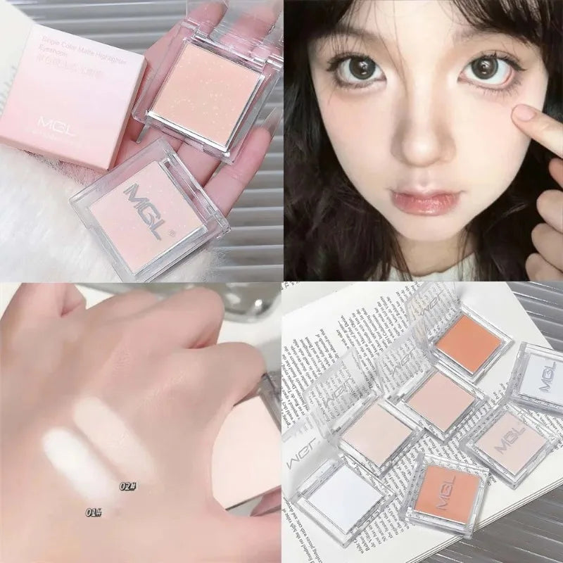 Matte Highlighter Powder Eyeshadow Palette White Long Lasting Natural