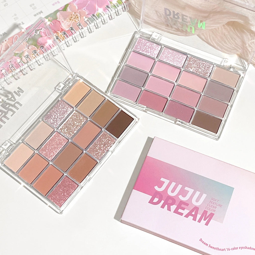 JUJU DREAM 16-Color Earth Tone Eyeshadow Matte & Shimmer Palette,