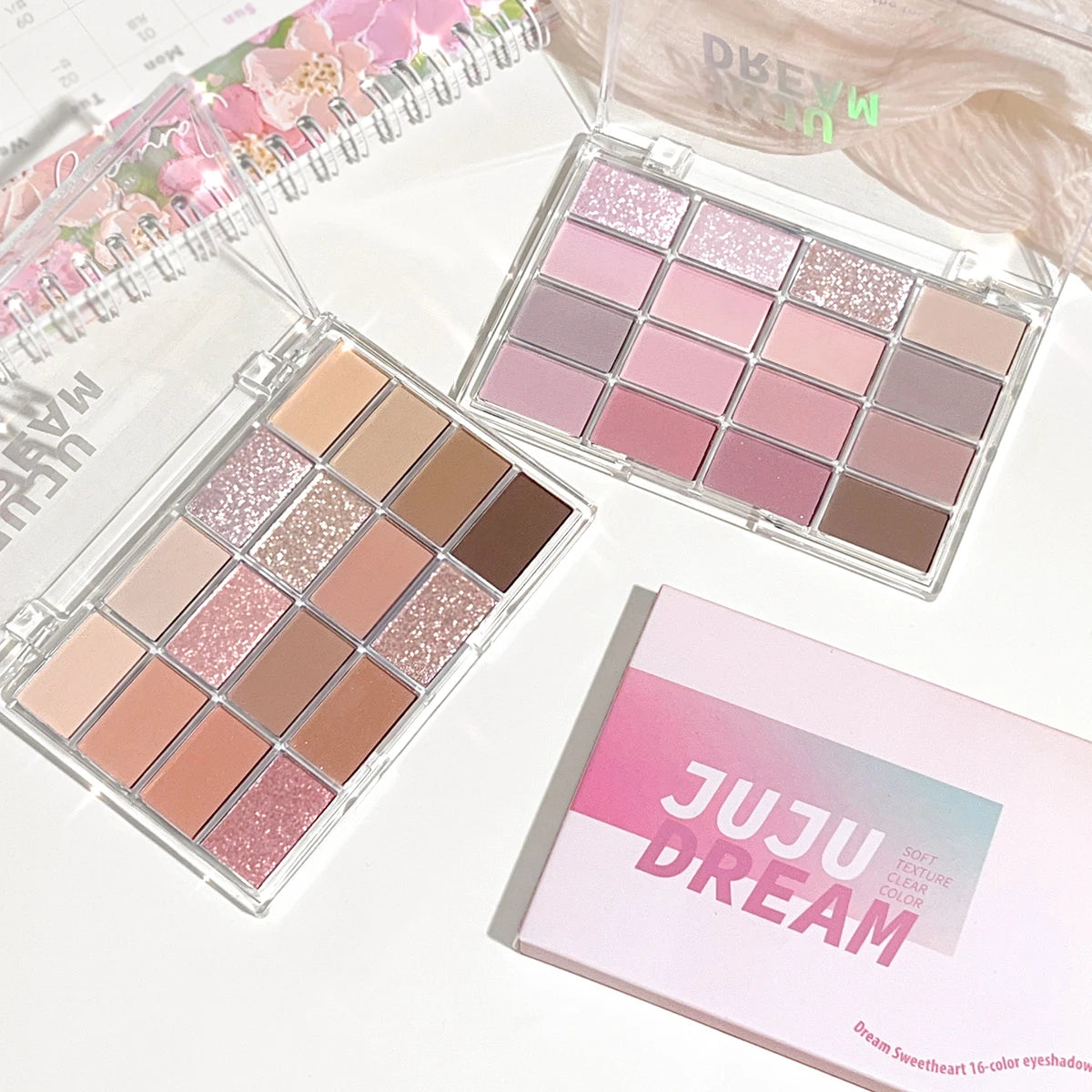 JUJU DREAM 16-Color Earth Tone Eyeshadow Matte & Shimmer Palette,