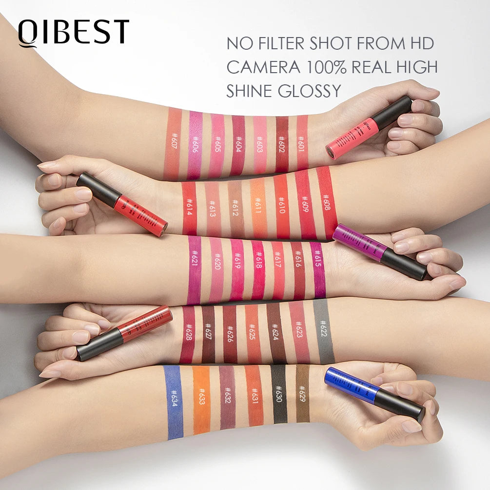 QIBEST Brand 34 Colors Liquid Lipstick Waterproof Matte Nude Lipstick