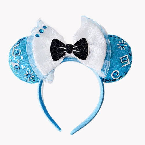 2023 New Style Mickey Minnie Ear Headband Sequin Bows Girl Adult Kids