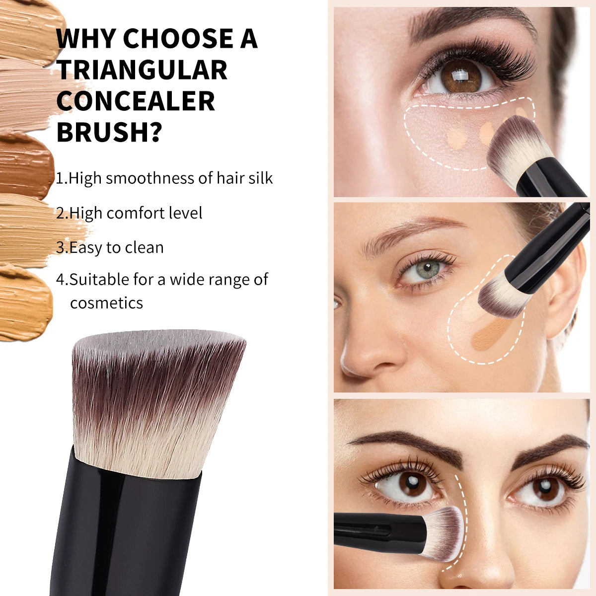 MAANGE 2PCS Flawless Makeup Brush Flat/Angle Foundation Contour Brush