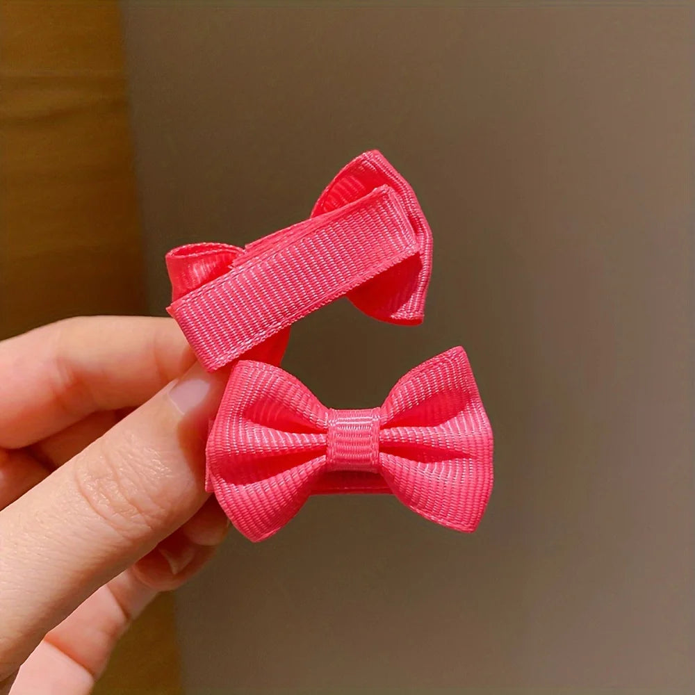 30/90Pcs Cute Dopamine Color Fabric Hairpins for Little Girls Cute Bow