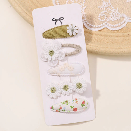 5Pcs BB Clips Set for Children Hair Accessories Sweet Printe Hairbangs