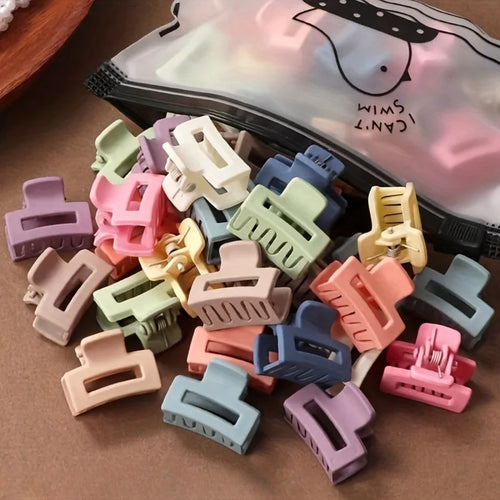 20 Pcs/bag Solid Color Matte Hollow Hair Claw Clip Candy Color Catch