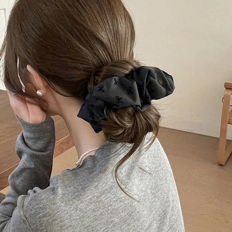 Premium Heart Polka Dot Bow Hair Ties for Women Korean Style Soft