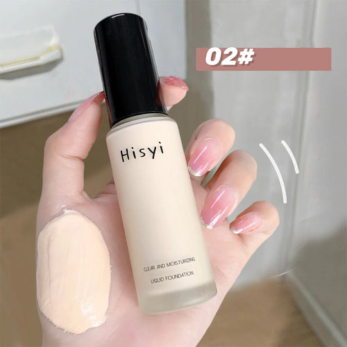 Liquid foundation naturally covers flaws without sticking powder,